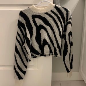 Aritzia Utica Zebra Print Cropped Sweater